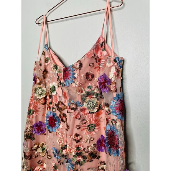 NWT MAC DUGGAL 68531 Pink Embroidered Floral V-Neck Fit Flare Evening Gown 20W - Picture 12 of 16